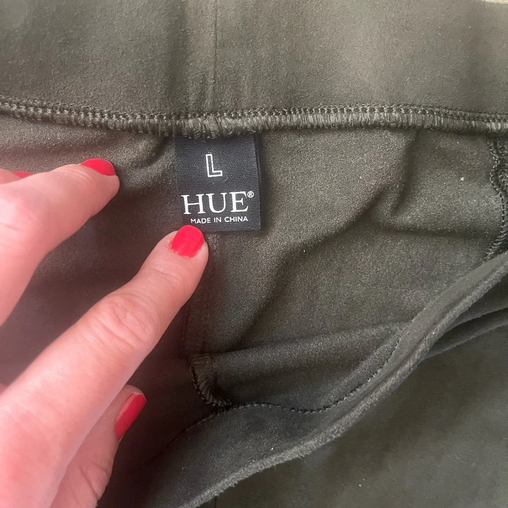 HUE Olive-Tone High Waist Faux Suede Leggings